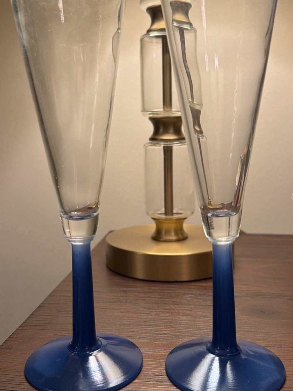 Vintage Luminarc France Cobalt Blue Champagne Flutes - Set of 2 (8.25")